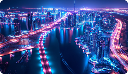 Futuristic waterfront smart city